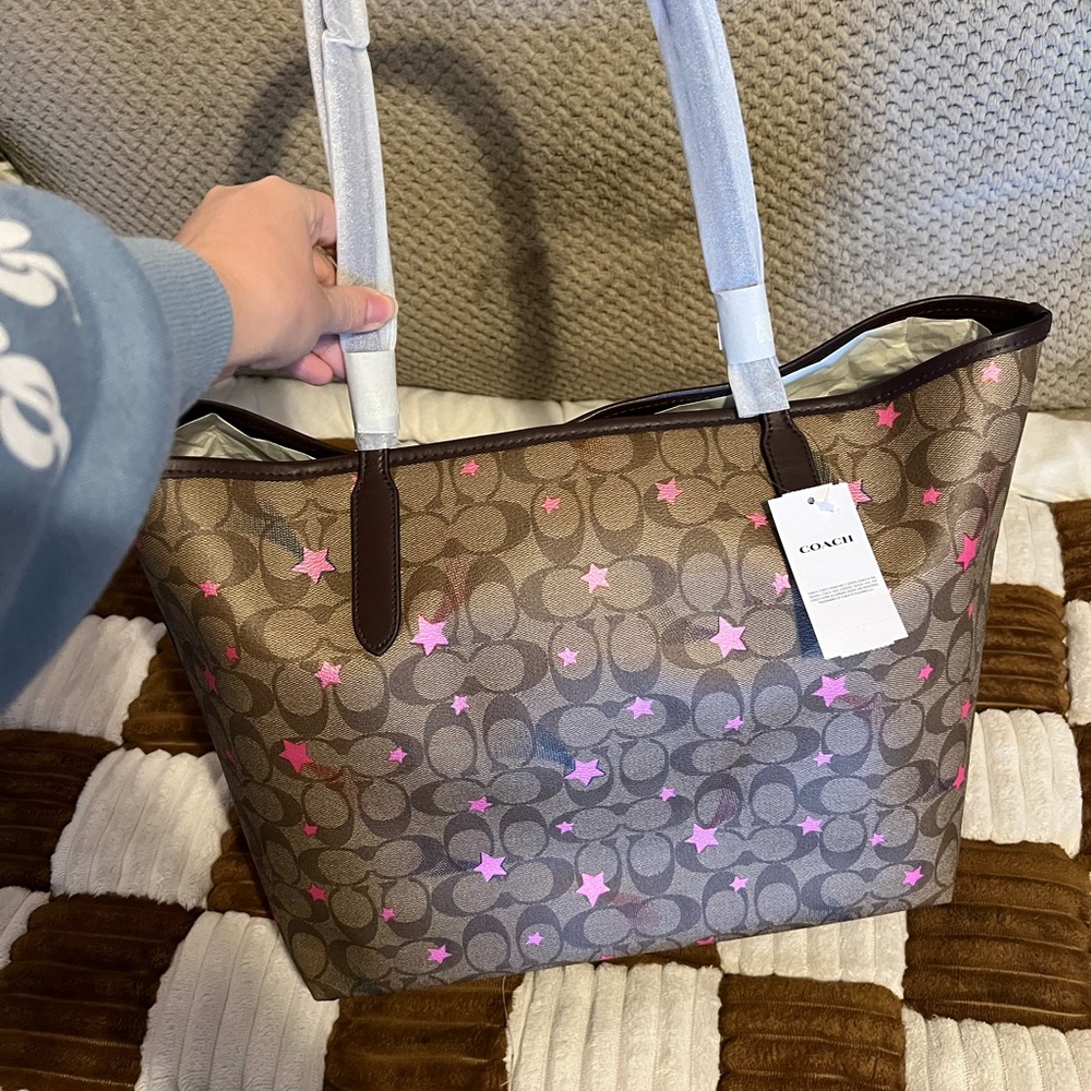 Coach Signature Disco Star City Tote in Khaki Multi NWTS! - Picture 2 of 7